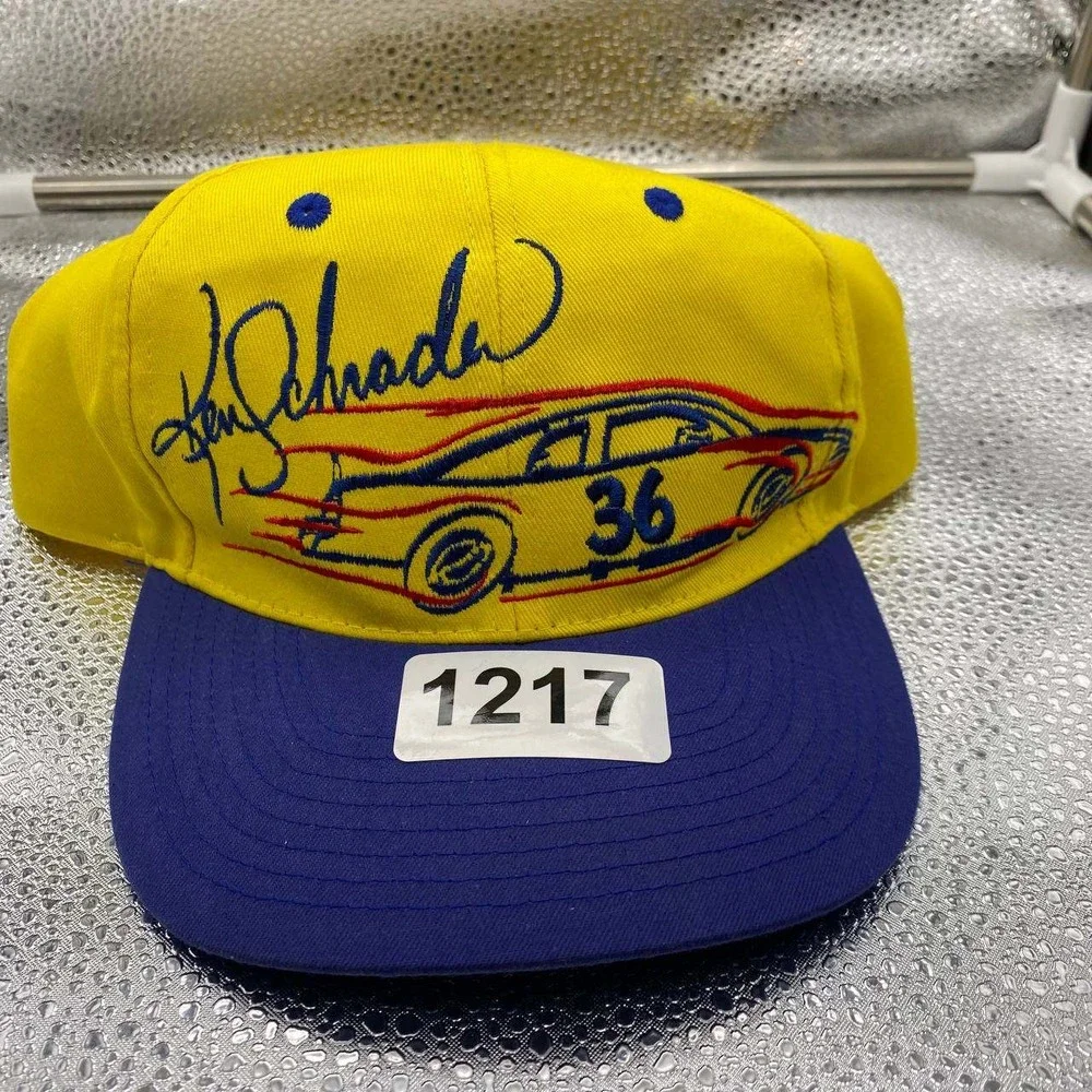 Vintage Chase Ken Schrader Nascar 36 Men OS Yellow MM Racing Team Snapback Hat